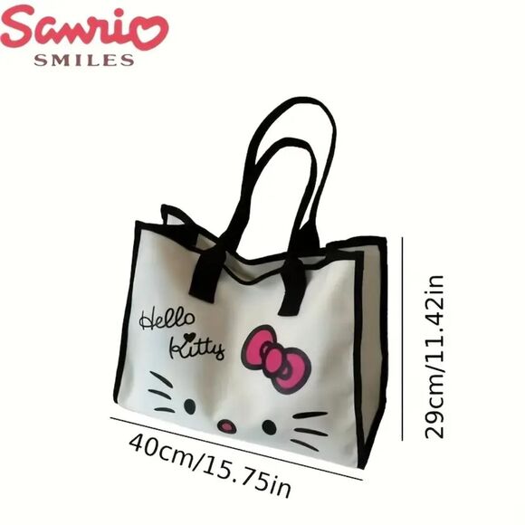 NWT Sanrio Hello Kitty Canvas Tote Bag 16x12 - Picture 2 of 3